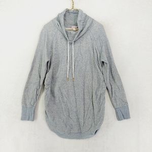 Ingrid & Isabel Gray Funnelneck Tie Pullover Heather Sweater 1018